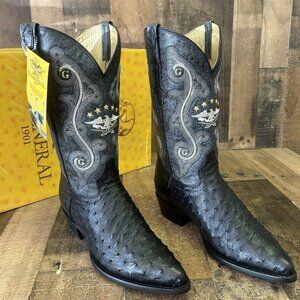 El General Full Quill Ostrich Western Cowboy Boots Mens 10